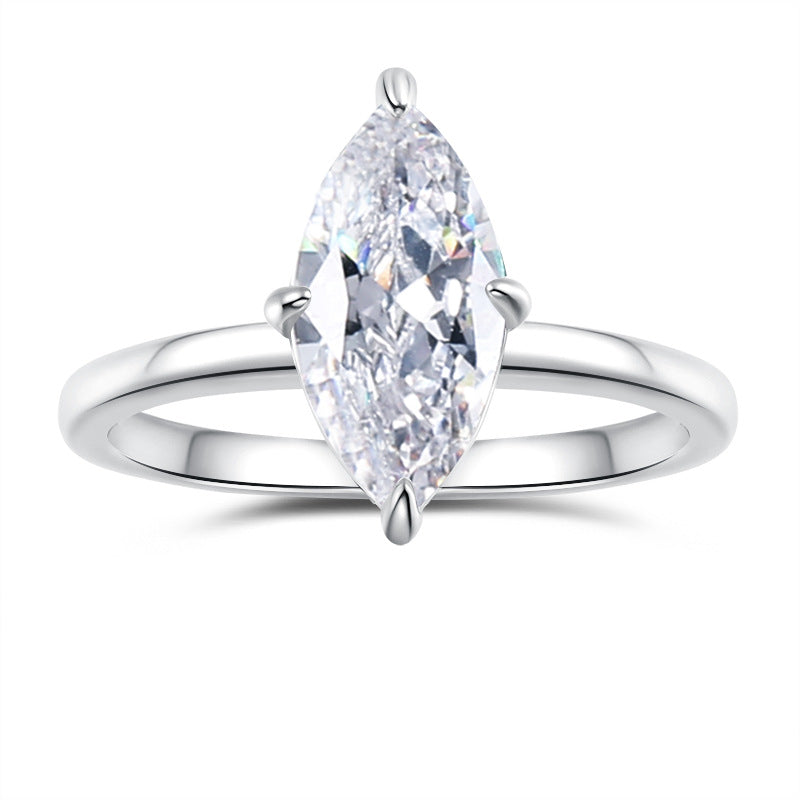 Damen Verlobungsring mit elegantem Marquise-Stein und feiner Silberfassung Shop Nory