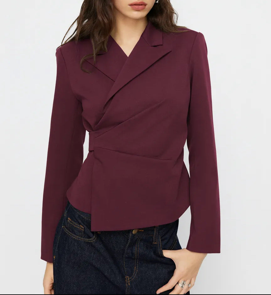 Damen Taillierter Wickel-Blazer mit drapierter Peplum-Silhouette Shop Nory