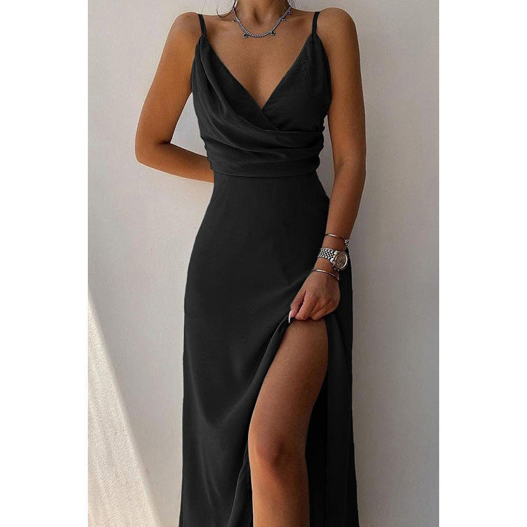 Damen Elegantes Maxikleid mit schickem Wickelausschnitt und verführerischem Schlitz