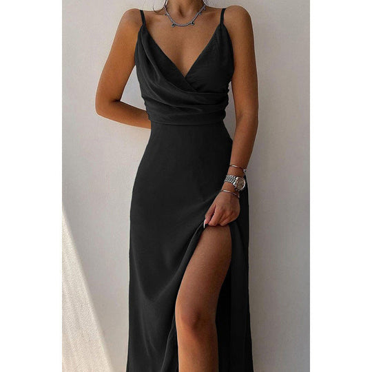 Damen Elegantes Maxikleid mit schickem Wickelausschnitt und verführerischem Schlitz