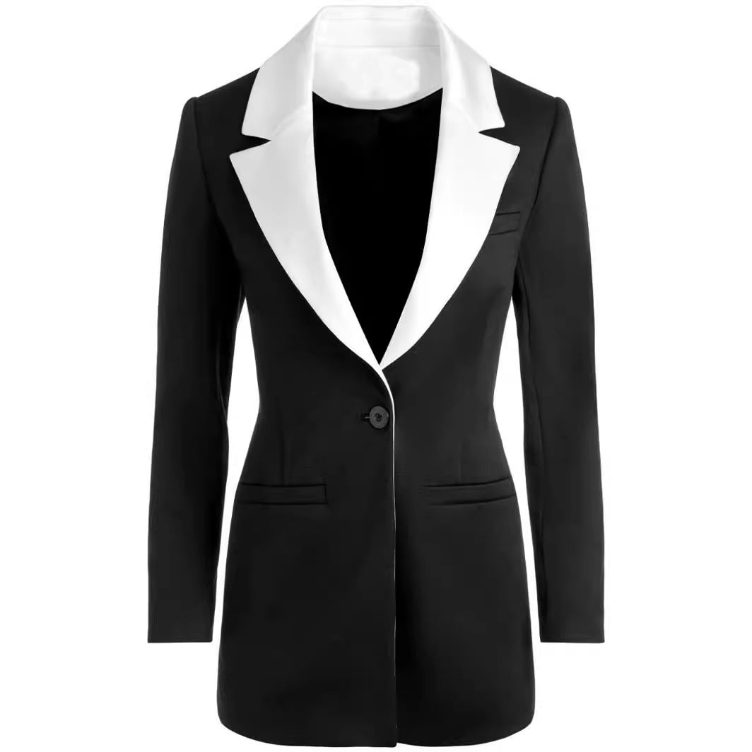 Damen Elegantes Zweiteiliges Smokingset mit kontrastierendem Schalkragen und ausgestellter Schlaghose Shop Nory