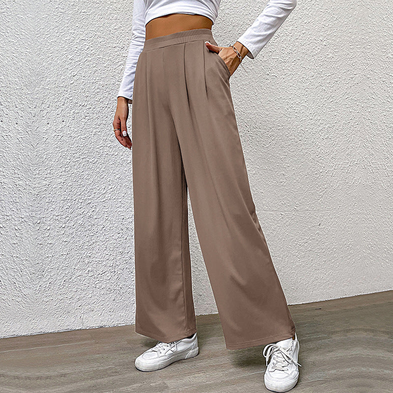 Damen Weite High‑Waist Stoffhose mit Bundfalten und Palazzo‑Silhouette Shop Nory