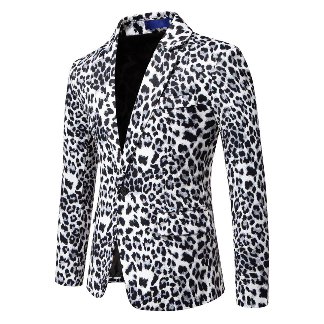 Herren modischer Anzugblazer mit auffälligem Leopardenmuster
