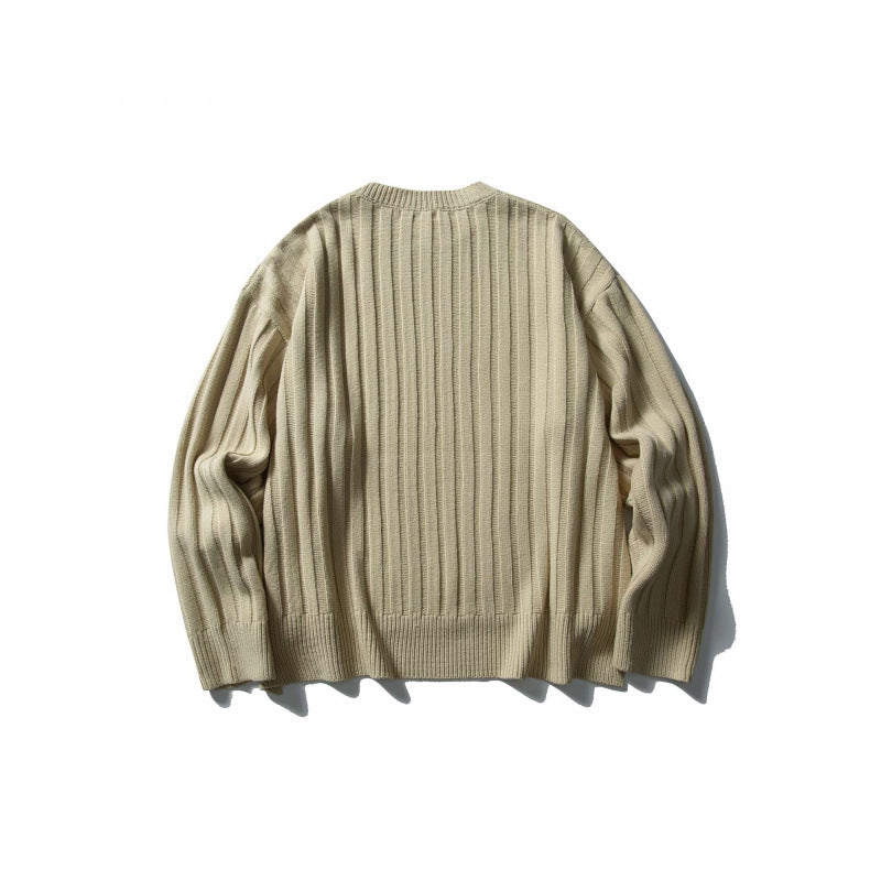 Unisex Grobgerippter Oversize-Strickpullover mit Rundhals und verlängertem Saum Shop Nory