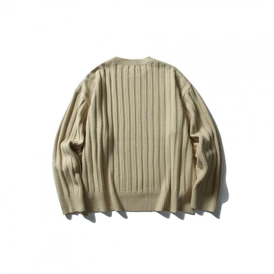 Unisex Grobgerippter Oversize-Strickpullover mit Rundhals und verlängertem Saum Shop Nory