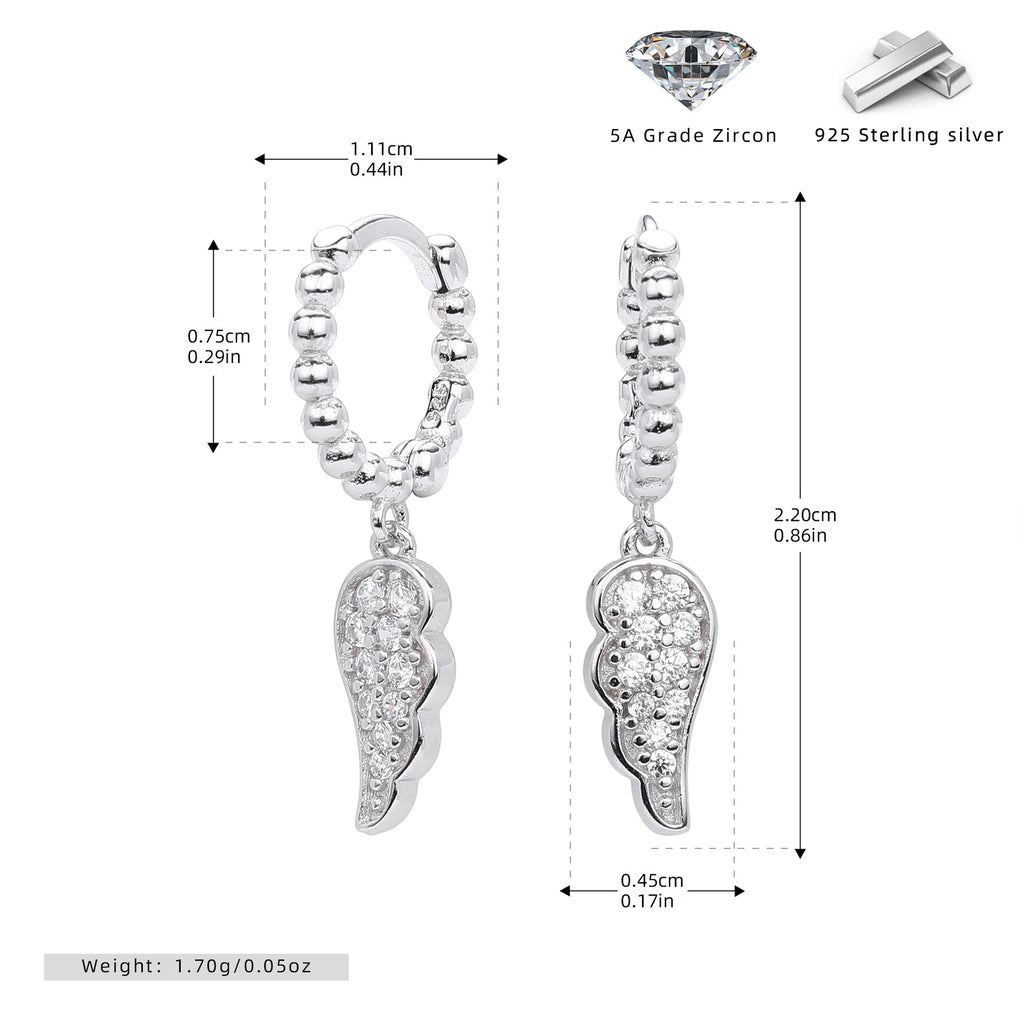 Damen Ohrhänger mit luxuriösem Engelsflügel-Design aus hochwertigem 925 Sterling Silber Shop Nory