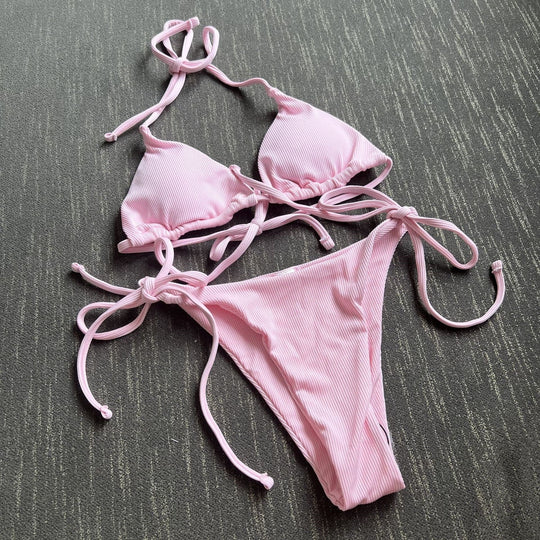 Damen Triangel-Bikini mit verstellbaren Schnüren Shopnory