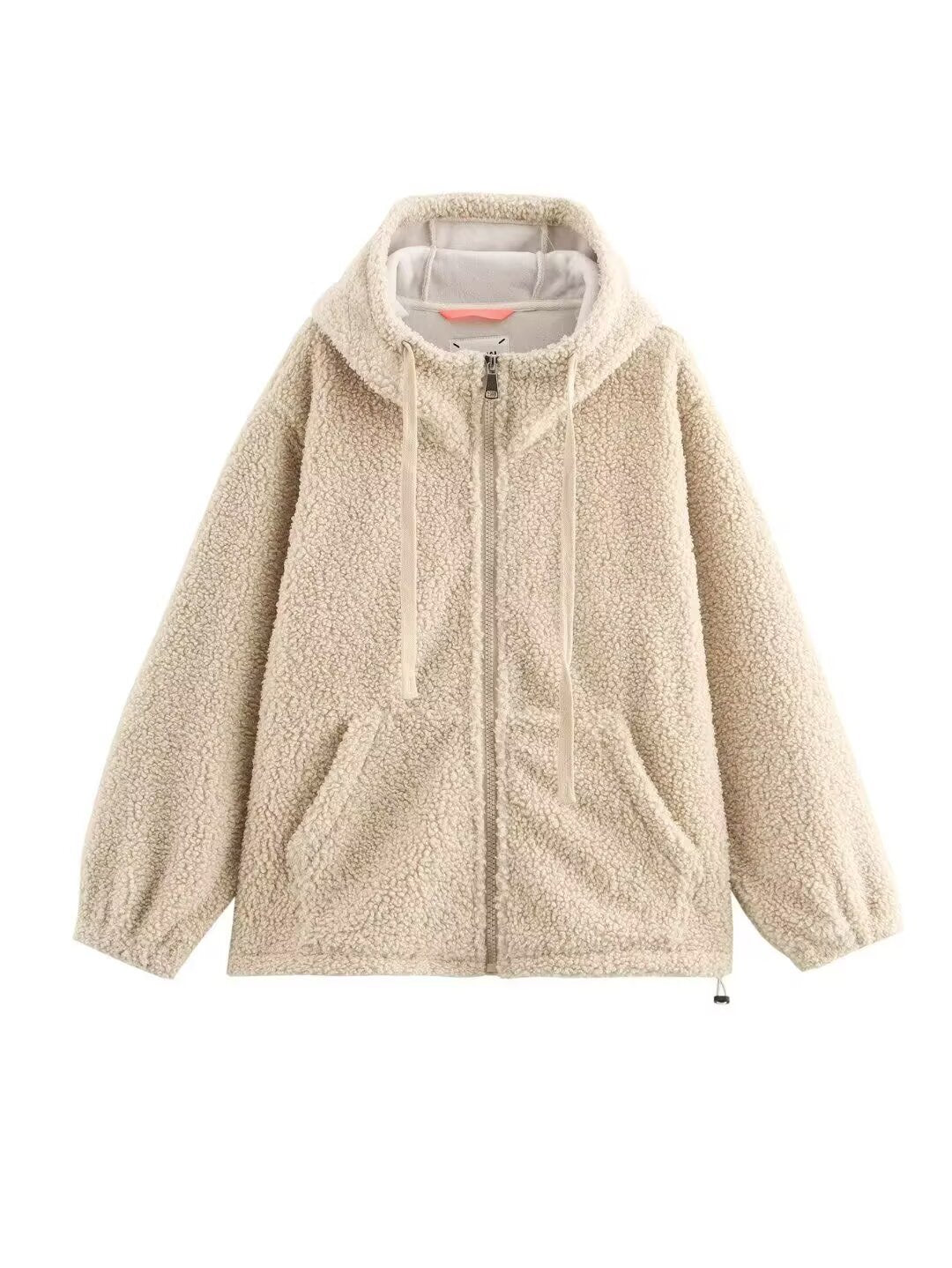 Damen Teddy-Fleece-Kapuzenjacke mit durchgehendem Reißverschluss und Kängurutaschen Shop Nory