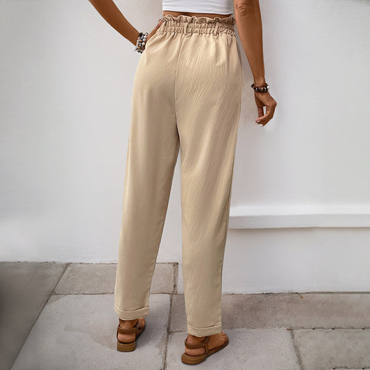 Damen Hochtaillierte Paperbag-Hose mit elastischem Bund, aufgesetzten Taschen & konischem Bein Shop Nory