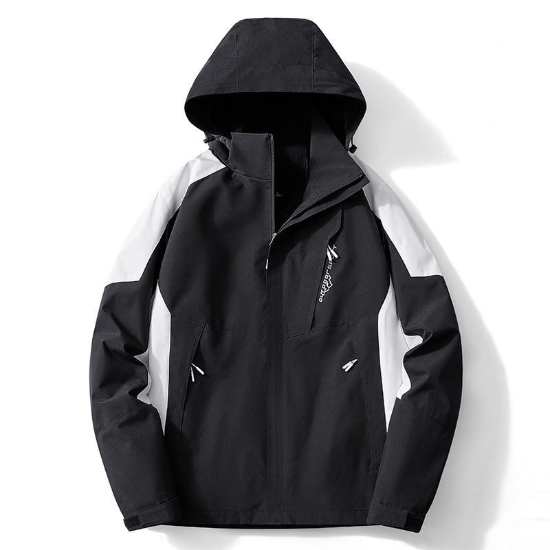 Herren Colorblock Softshell-Trekkerjacke mit Kapuze, verdeckten Reißverschlüssen und seitlichen Eingrifftaschen Shop Nory