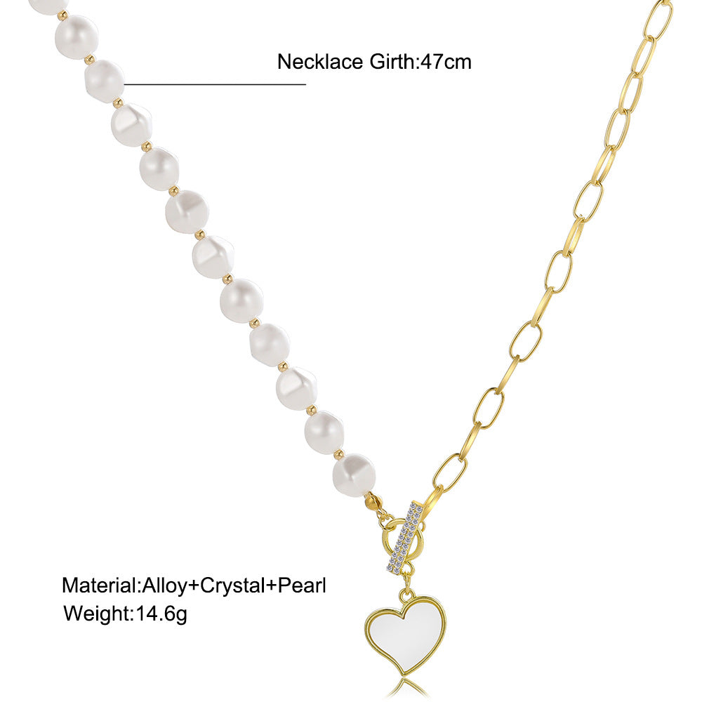 Damen Halskette mit charmantem Herzanhänger und eleganten Perlen Shop Nory