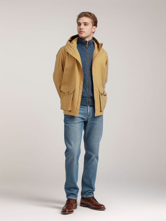 Herren Kurze wetterfeste Kapuzenjacke im Field-Style mit großen Pattentaschen Shop Nory