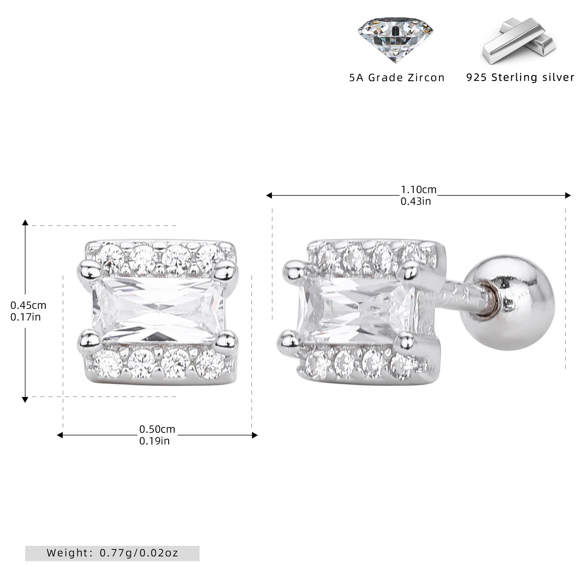 Damen Ohrstecker mit luxuriösem Zirkonbesatz aus hochwertigem 925 Sterling Silber Shop Nory 1782843087
