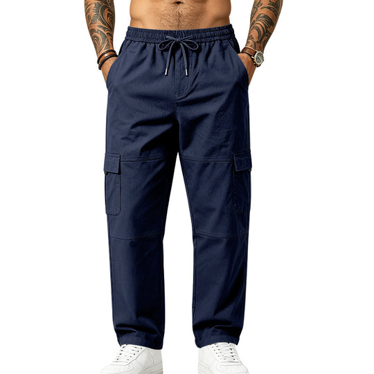 Herren locker geschnittene multifunktionale Cargohose aus Baumwollmischung mit Kordelbund Shop Nory