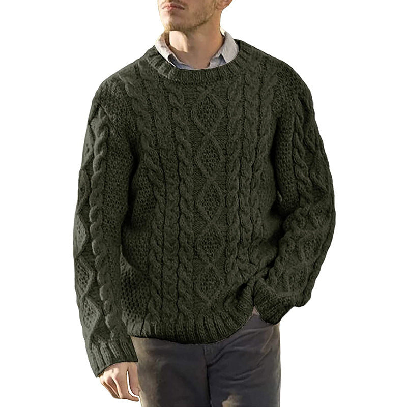 Herren Grobstrickpullover mit klassischem Zopfmuster