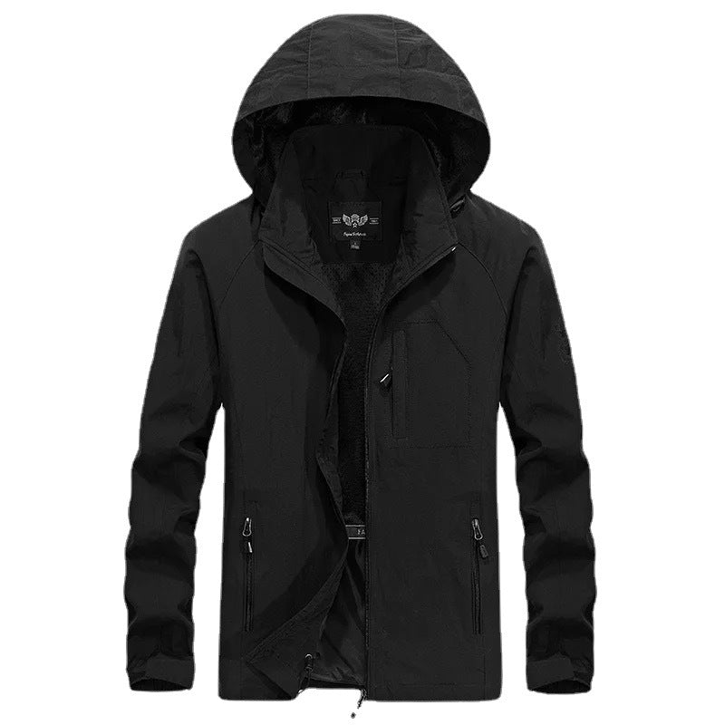Herren leichter winddichter Shell‑Hoodie mit Mesh‑Futter, Kapuze und verstellbarem Saum Shop Nory