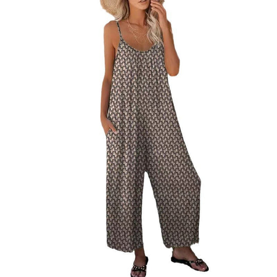 Damen lässiger Jumpsuit mit zartem Muster