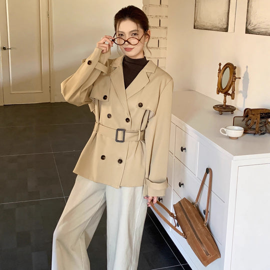 Damen Kurztrench im Oversize-Schnitt mit Doppelreihe und Bindegürtel Shop Nory