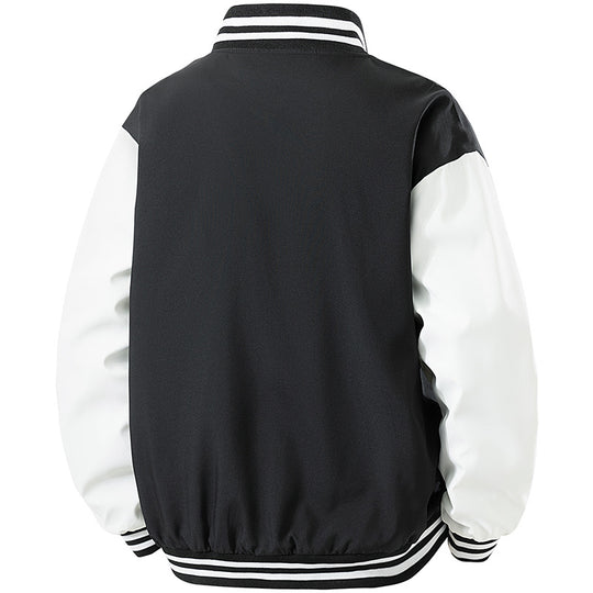 Herren College-Bomberjacke im Retro-Varsity-Design mit Druckknopffront, kontrastärmeln und gerippten Streifenbündchen Shop Nory