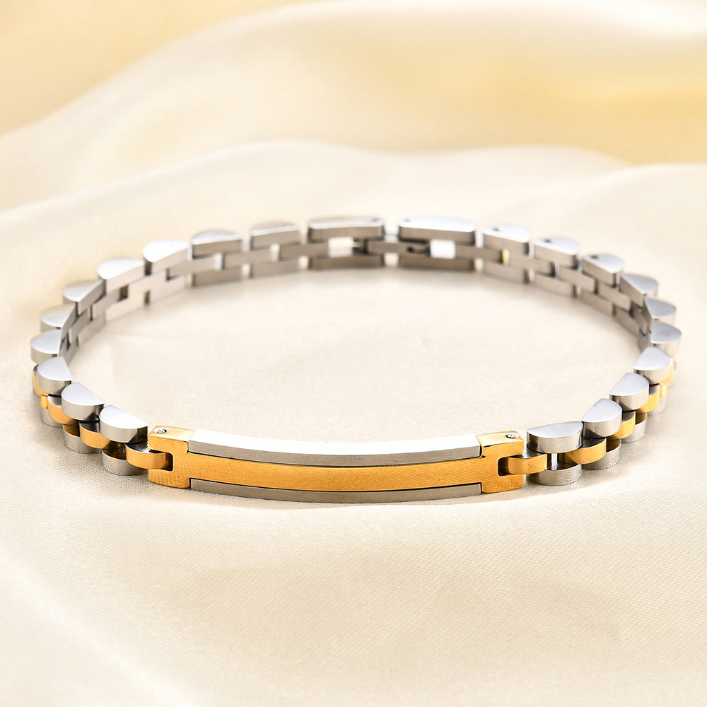 Damen Armband mit modernem Gliederdesign und gravierbarem Plättchen Shop Nory
