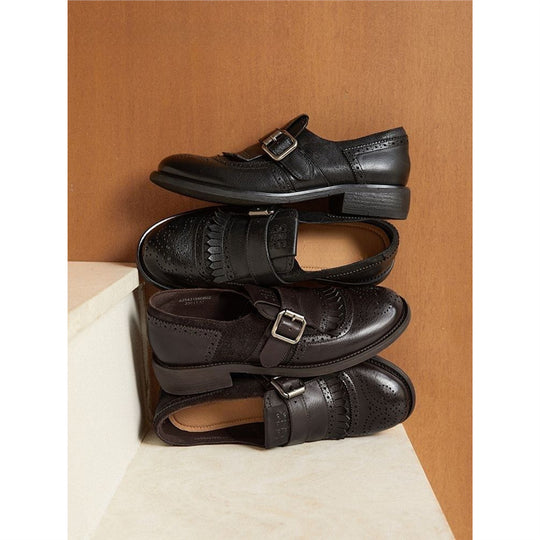 Damen Loafer im Brogue-Look mit Fransenkappe und verstellbarer Schnalle Shop Nory