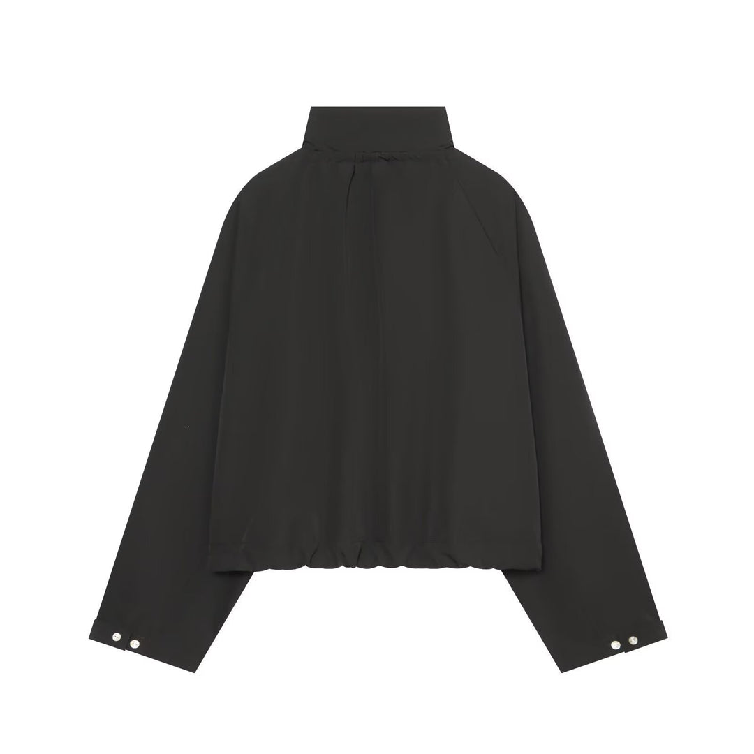 Damen Gekürzte Oversize-Utility-Jacke mit Stehkragen und Kordelzug Shop Nory