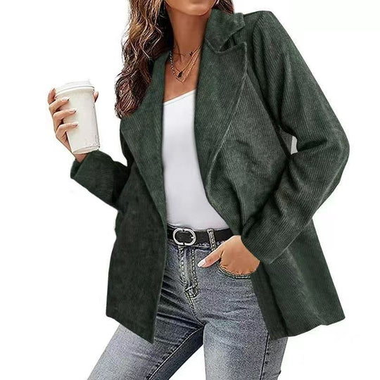 Damen Modernes Cordblazer mit lässigem Schnitt und praktischen Taschen