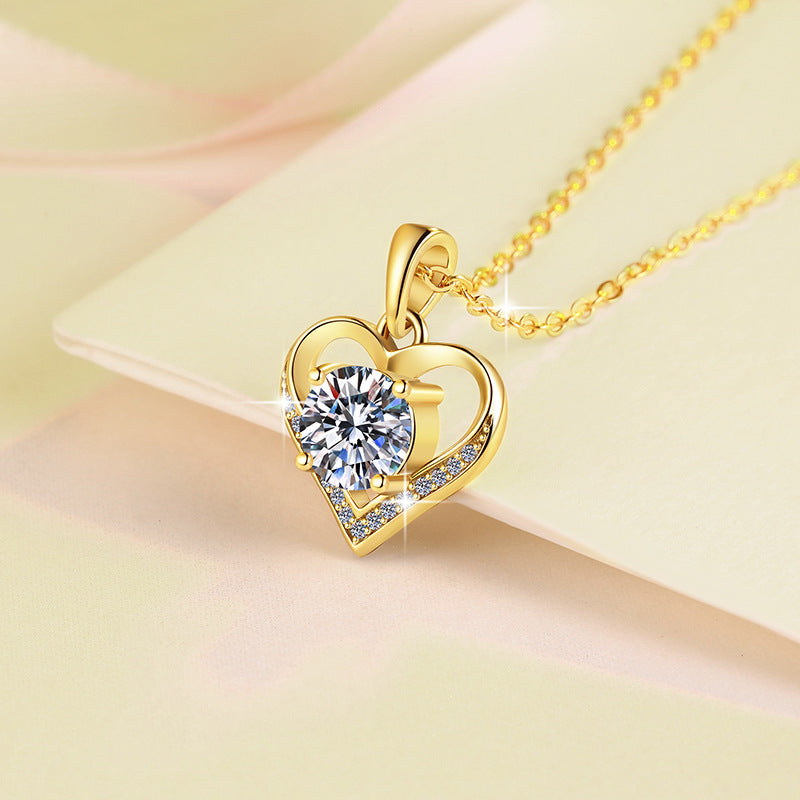 Damen Halskette mit funkelndem Herzanhänger und luxuriösem Zirkonia Shop Nory