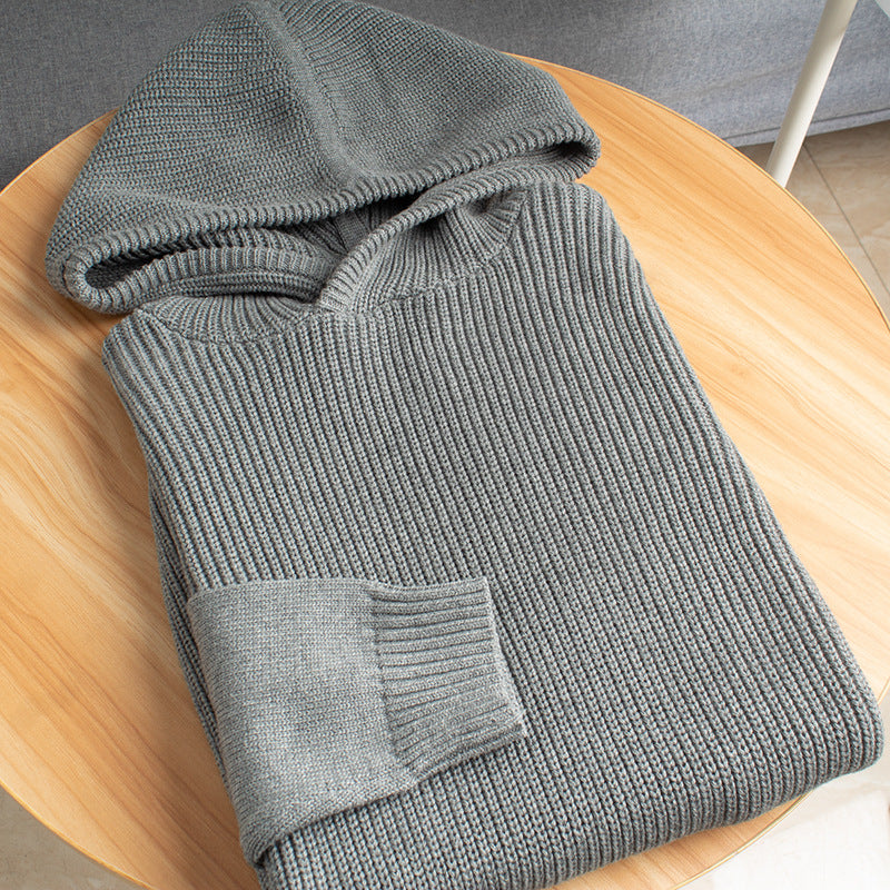 Herren Grobgerippter Kapuzenpullover mit glatten Ärmeln und geripptem Saum Shop Nory