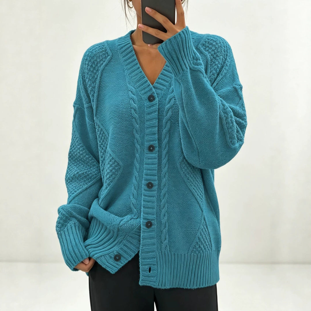 Damen Oversize Strickcardigan mit Zopf- und Strukturdetails Shop Nory