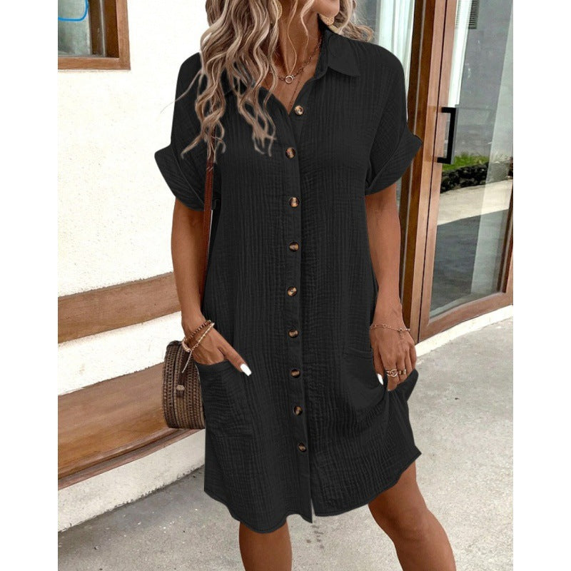 Damen Relaxed Fit Knopfkleid mit praktischen Taschen