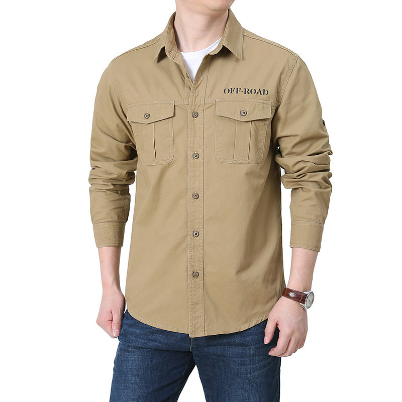 Herren robustes Overshirt aus Baumwoll-Canvas mit Brustpattentaschen Shop Nory