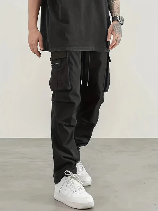 Herren weite Utility-Cargohose mit Tunnelzugbund, Multifunktionstaschen & Reißverschlusstasche Shop Nory