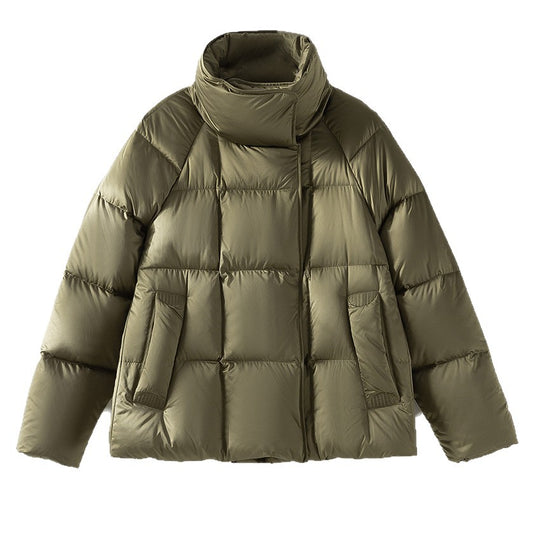 Damen Kurze Boxy-Pufferjacke mit hohem Stehkragen und Raglanärmeln Shop Nory