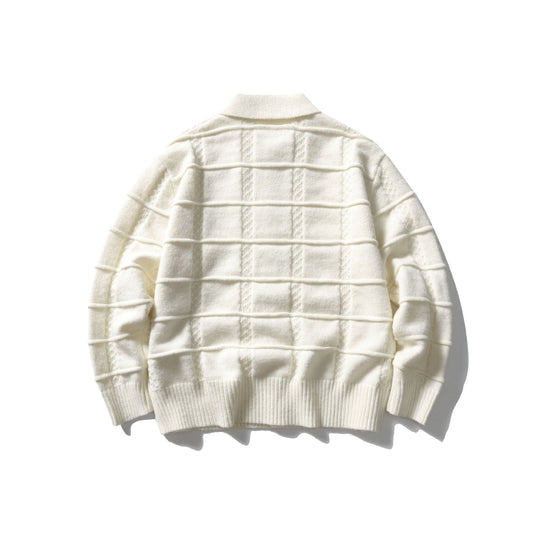 Herren strukturierte Strickjacke mit Hemdkragen und durchgehender Knopfleiste Shop Nory