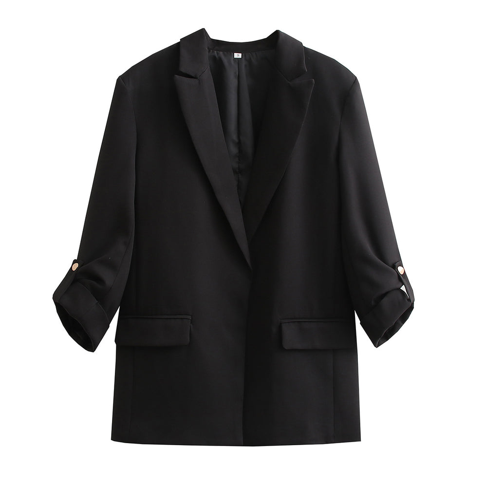Damen Oversize Longline Blazer mit Dreiviertel-Ärmeln und Reverskragen Shop Nory