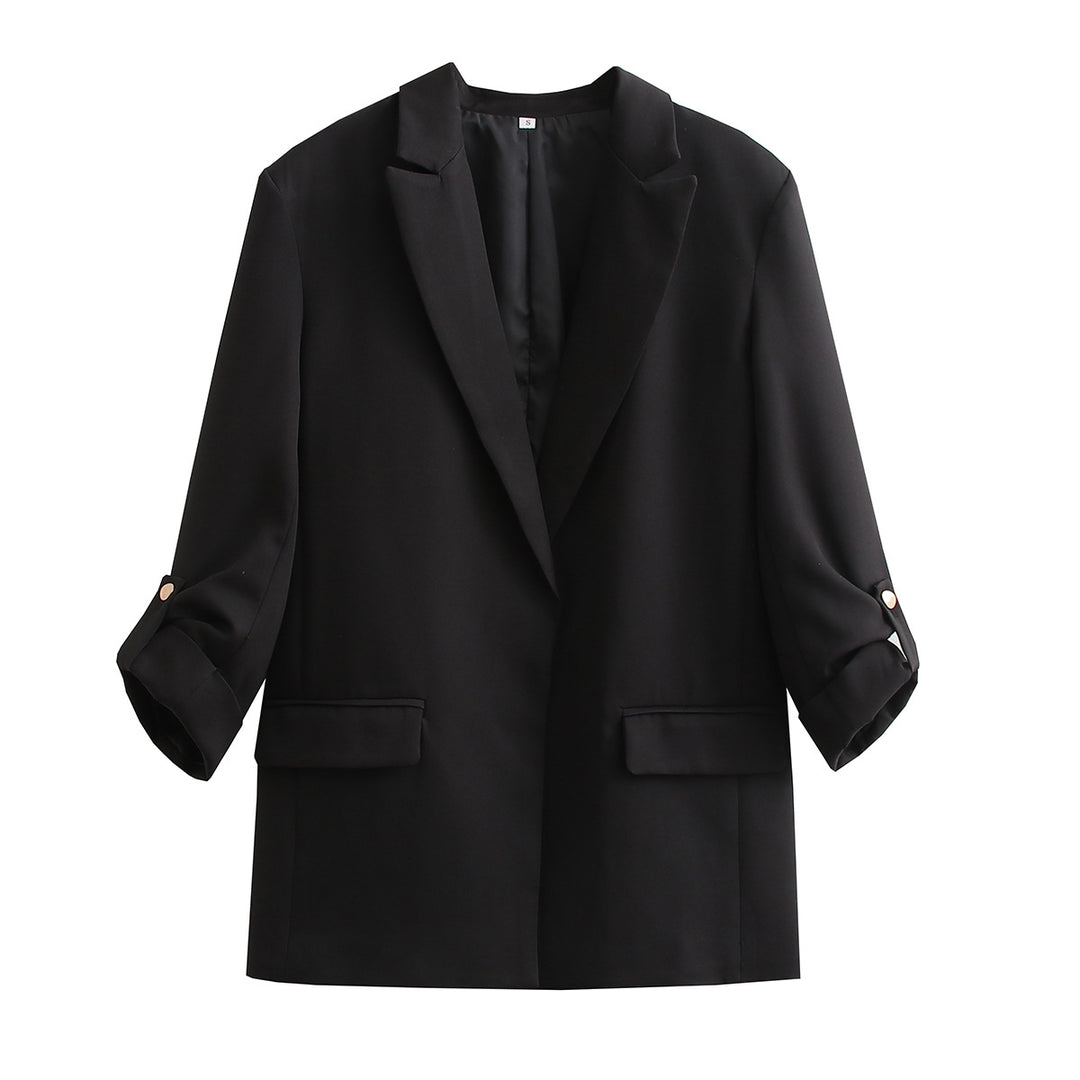 Damen Oversize Longline Blazer mit Dreiviertel-Ärmeln und Reverskragen Shop Nory
