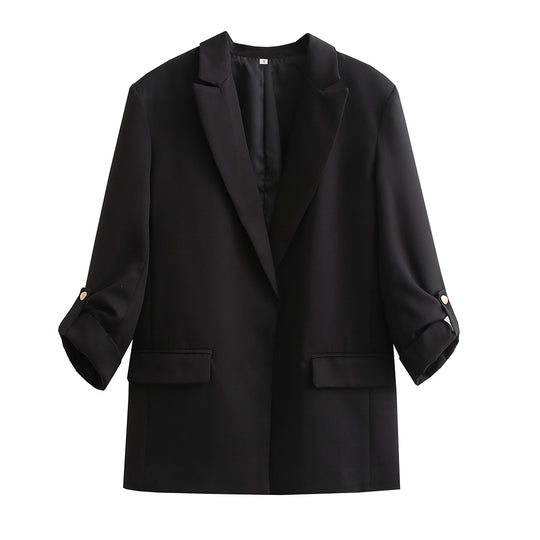 Damen Oversize Longline Blazer mit Dreiviertel-Ärmeln und Reverskragen Shop Nory