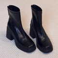 Damen modische Ankle Boots mit robustem Blockabsatz und eleganter Naht