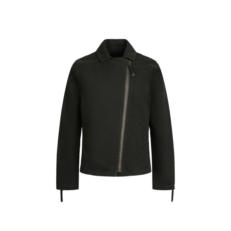 Herren Asymmetrische Bikerjacke mit diagonalem Metallreißverschluss Shop Nory