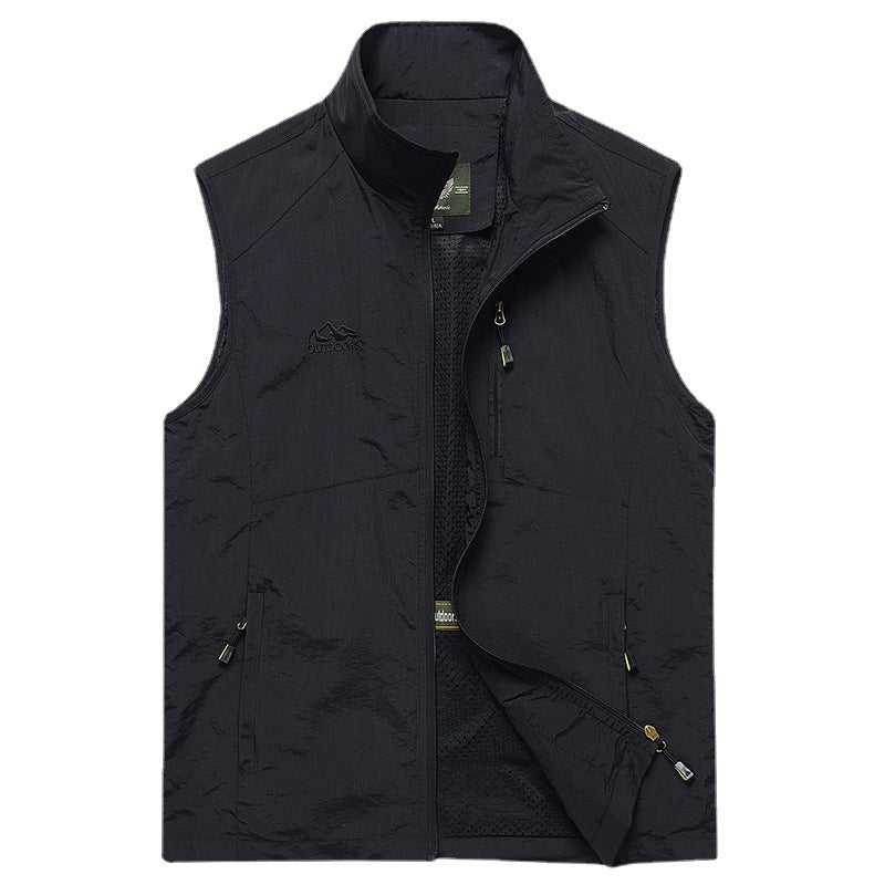 Herren ultraleichte atmungsaktive Outdoor‑Trekkingweste mit Mesh‑Futter, Stehkragen und Mehrfach‑Reißverschlusstaschen Shop Nory