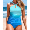 Damen Cross-Back Raffung Tankini Set