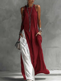 Damen Lässiges Maxikleid mit asymmetrischem Schnitt und tiefem Rückenausschnitt