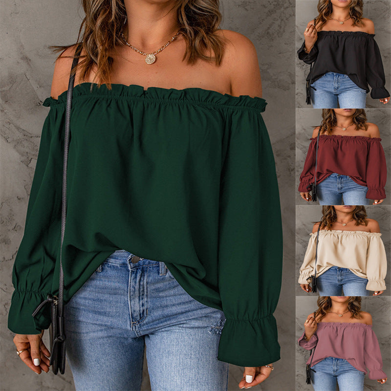 Damen Off-Shoulder Bluse mit Rüschendetails