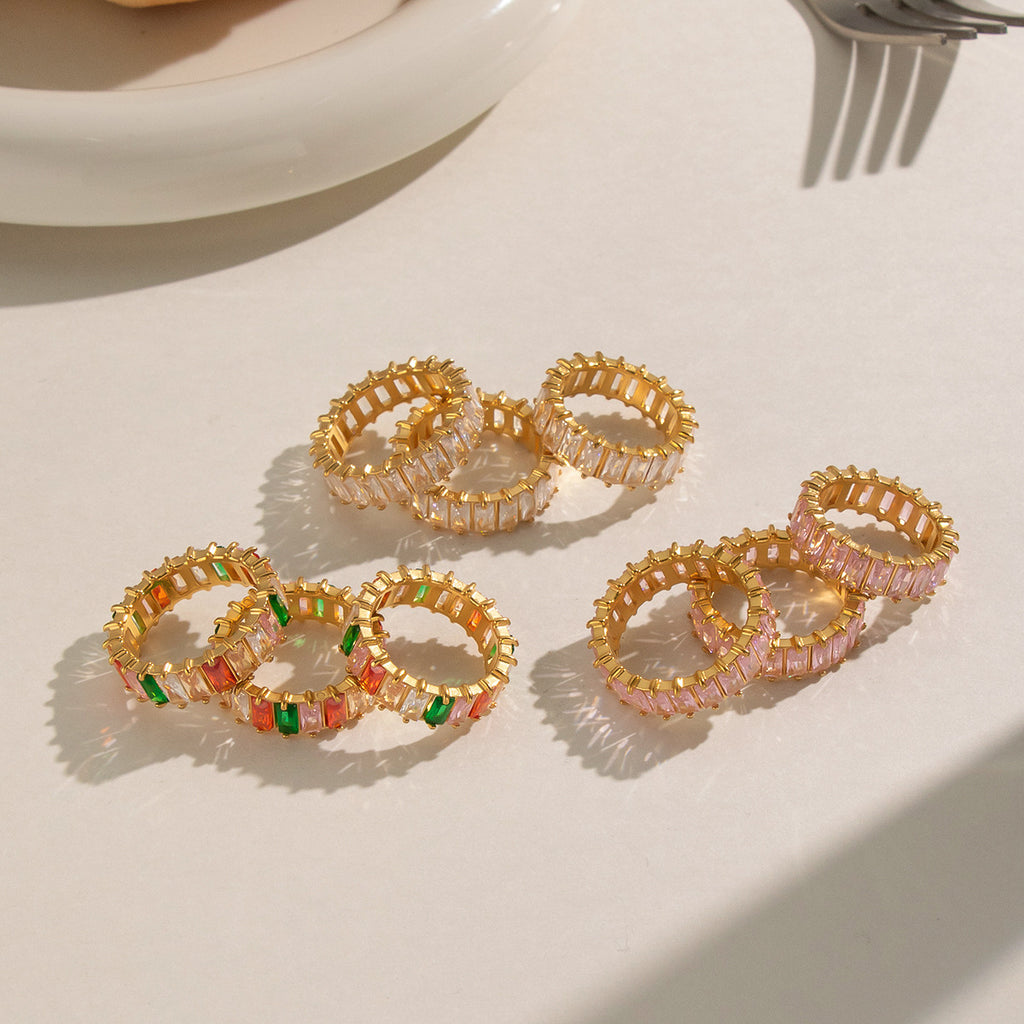 Damen modischer Ring mit buntem Steinbesatz Shop Nory
