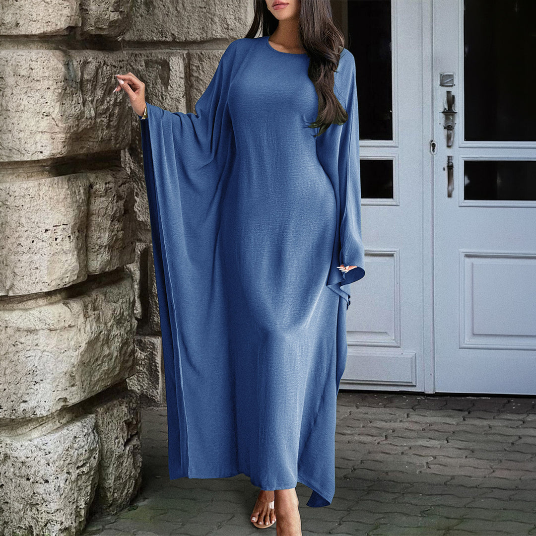Damen nan fließendes Maxikleid mit weiten drapierten Ärmeln aus Viskosemix Shop Nory