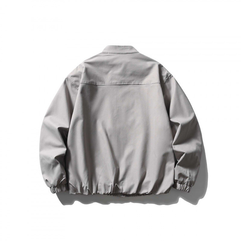 Unisex Oversize leichte Bomberjacke mit Stehkragen, Reißverschluss und elastischem Saum Shop Nory