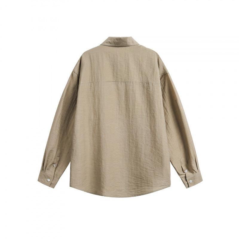 Unisex Leichtes Oversize-Hemd aus strukturierter Baumwollmischung mit Kentkragen und aufgesetzter Brusttasche Shop Nory