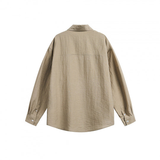 Unisex Leichtes Oversize-Hemd aus strukturierter Baumwollmischung mit Kentkragen und aufgesetzter Brusttasche Shop Nory