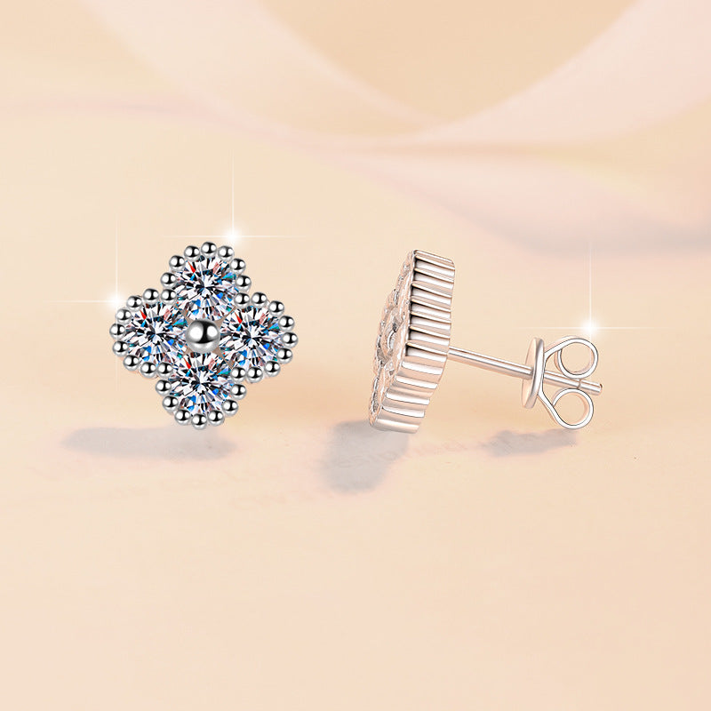 Damen Ohrringe im floralen Design mit funkelnden Kristallen Shop Nory